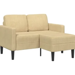 vidaXL Canapé 2 places avec méridienne en L gris-vert 125 cm lin