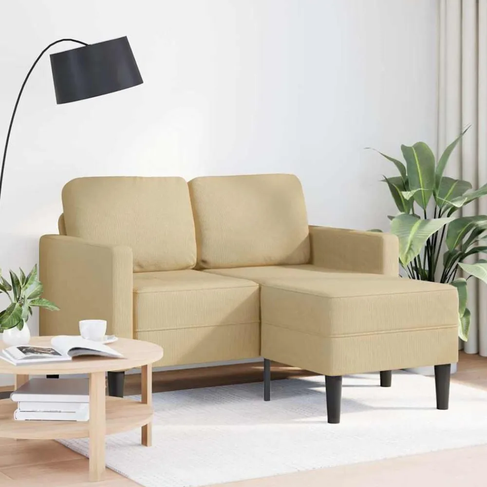vidaXL Canapé 2 places avec méridienne en L gris-vert 125 cm lin