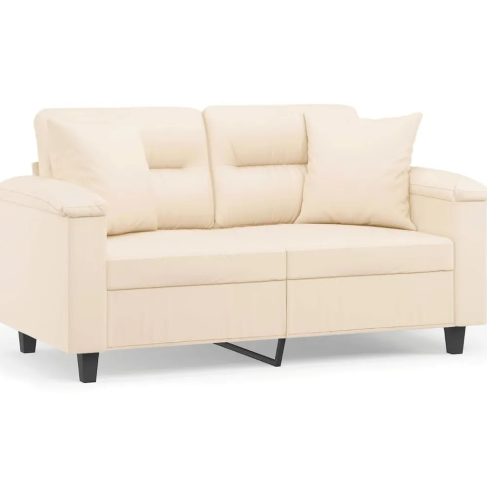 Canapés-vidaXL Canapé 2 places avec oreillers 120 cm tissu microfibre Beige