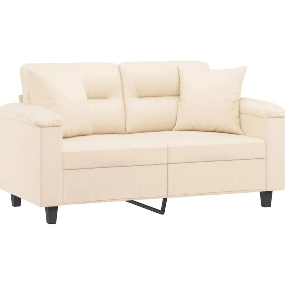 Canapés-vidaXL Canapé 2 places avec oreillers 120 cm tissu microfibre Beige