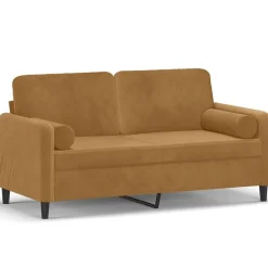 vidaXL Canapé 2 places avec oreillers décoratifs brun 140 cm velours