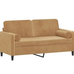 vidaXL Canapé 2 places avec oreillers décoratifs brun 140 cm velours
