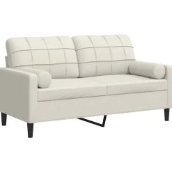 Canapés-vidaXL Canapé 2 places avec oreillers décoratifs crème 140 cm velours Crème