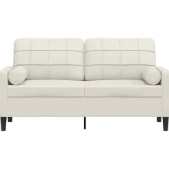 Canapés-vidaXL Canapé 2 places avec oreillers décoratifs crème 140 cm velours Crème