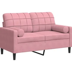 Canapés-vidaXL Canapé 2 places avec oreillers décoratifs 120 cm velours Rose