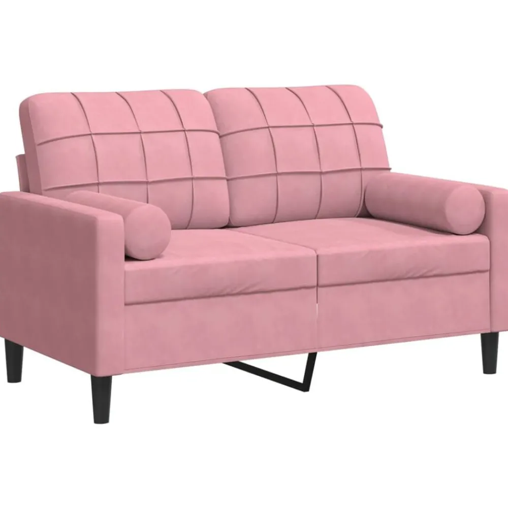 Canapés-vidaXL Canapé 2 places avec oreillers décoratifs 120 cm velours Rose