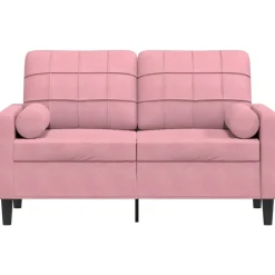 Canapés-vidaXL Canapé 2 places avec oreillers décoratifs 120 cm velours Rose