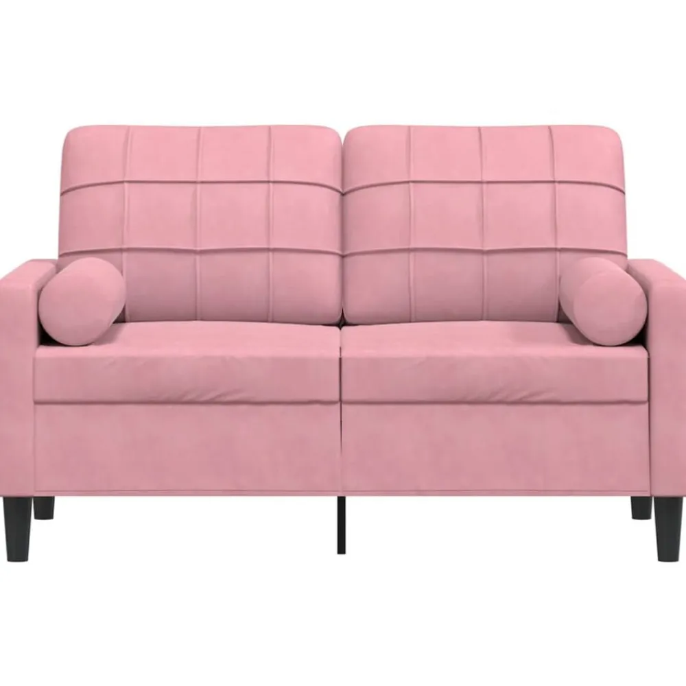 Canapés-vidaXL Canapé 2 places avec oreillers décoratifs 120 cm velours Rose