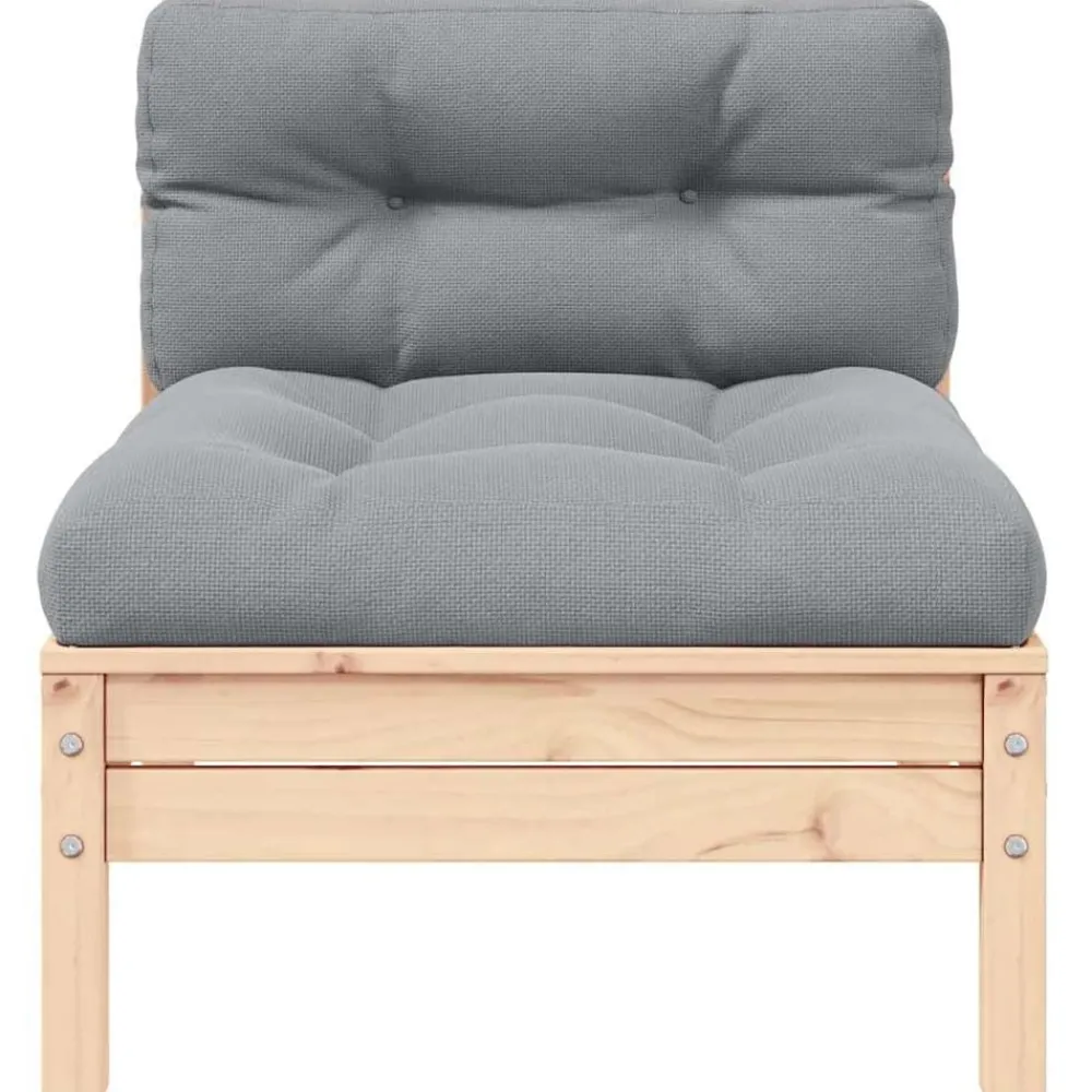 vidaXL Canapé 2 places de jardin et coussins gris Bois de pin solide