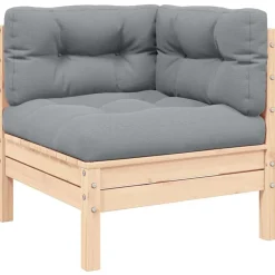 vidaXL Canapé 2 places de jardin et coussins gris Bois de pin solide