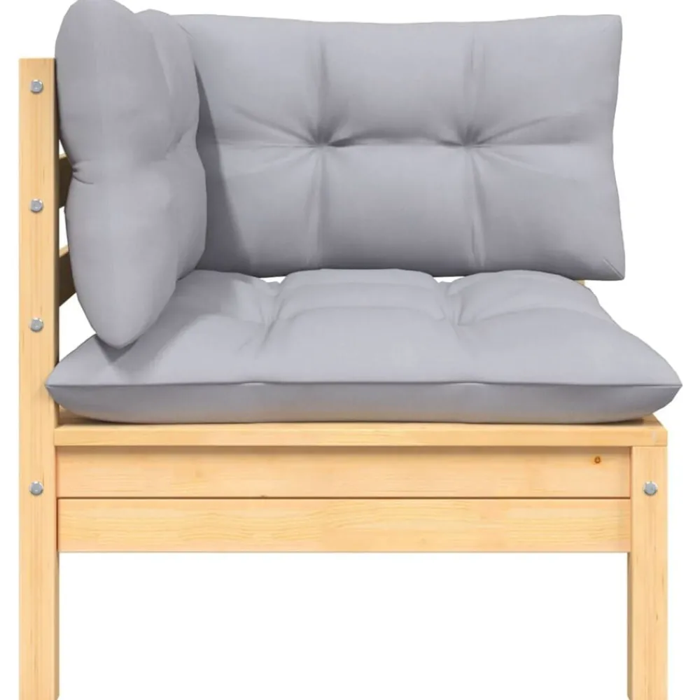 vidaXL Canapé 2 places de jardin et coussins gris Bois de pin solide