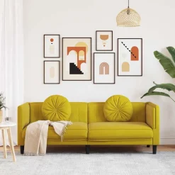 vidaXL Canapé avec coussins 3 places velours