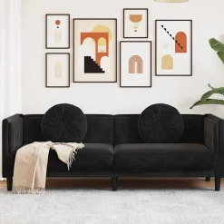 vidaXL Canapé avec coussins 3 places velours