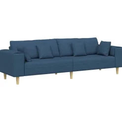 Canapés-vidaXL Canapé avec coussin 250 x 77 x 76 cm tissu Bleu
