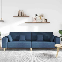 Canapés-vidaXL Canapé avec coussin 250 x 77 x 76 cm tissu Bleu