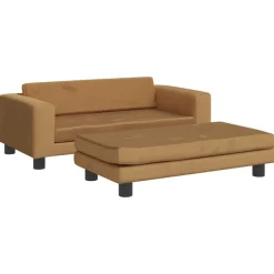 Mobilier Pour Bébés & Tout-Petits-vidaXL Canapé avec repose-pied pour enfants 100x50x30cm velours Marron
