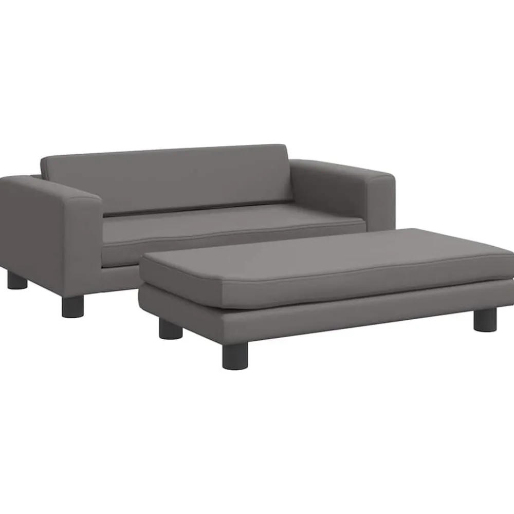 Mobilier Pour Bébés & Tout-Petits-vidaXL Canapé avec repose-pied pour enfants gis 100x50x30cm similicuir Gris