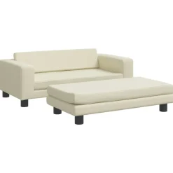 Mobilier Pour Bébés & Tout-Petits-vidaXL Canapé avec repose-pied pour enfants crème 100x50x30 cm Crème