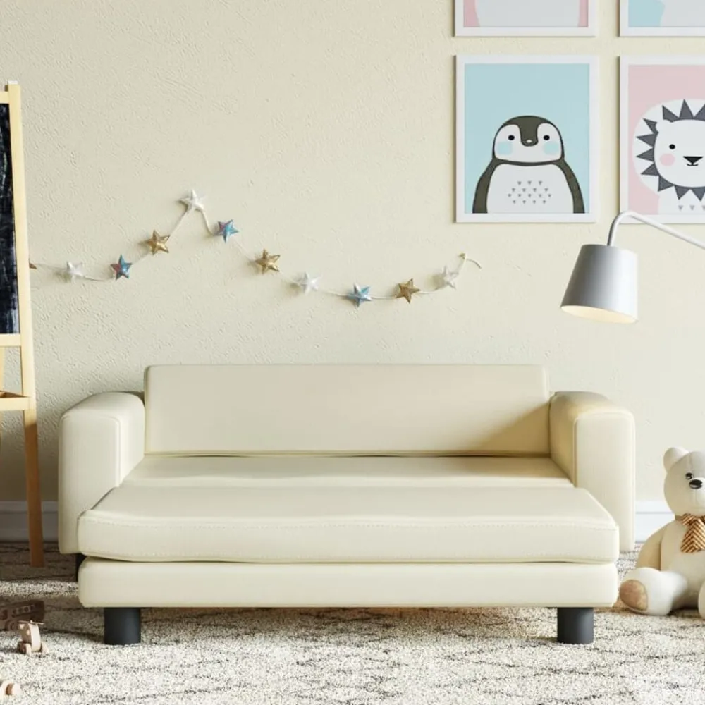 Mobilier Pour Bébés & Tout-Petits-vidaXL Canapé avec repose-pied pour enfants crème 100x50x30 cm Crème