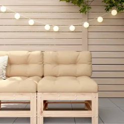 Mobilier De Jardin-vidaXL Canapé central avec coussins bois de pin massif Pin naturel