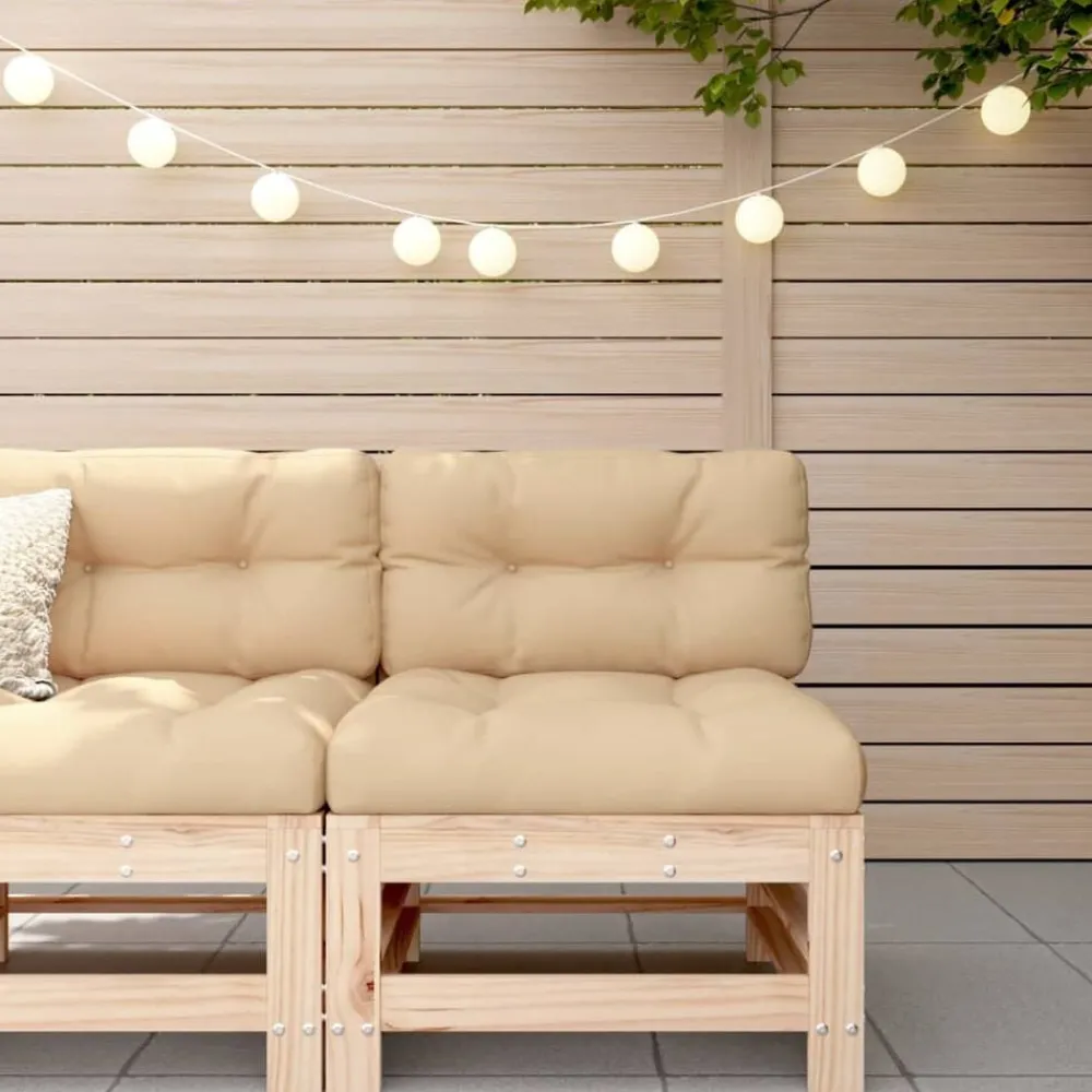 Mobilier De Jardin-vidaXL Canapé central avec coussins bois de pin massif Pin naturel