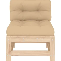 Mobilier De Jardin-vidaXL Canapé central avec coussins bois de pin massif Pin naturel