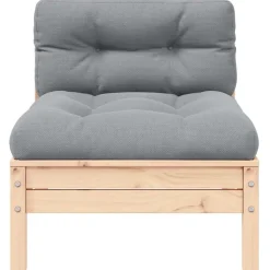 vidaXL Canapé central de jardin avec coussins gris Bois de pin massif