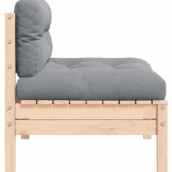 vidaXL Canapé central de jardin avec coussins gris Bois de pin massif