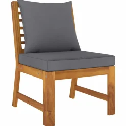 Mobilier De Jardin-vidaXL Canapé central sectionnel avec coussin Bois d'acacia Gris foncé