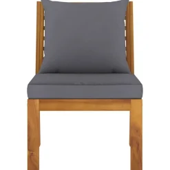 Mobilier De Jardin-vidaXL Canapé central sectionnel avec coussin Bois d'acacia Gris foncé