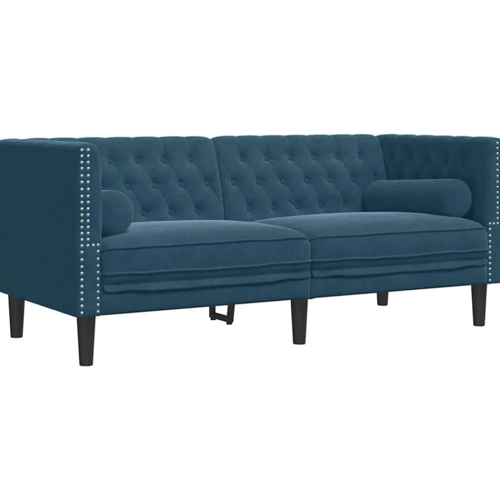 vidaXL Canapé Chesterfield avec traversins 2 places velours