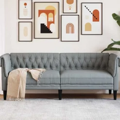 vidaXL Canapé Chesterfield 3 places tissu