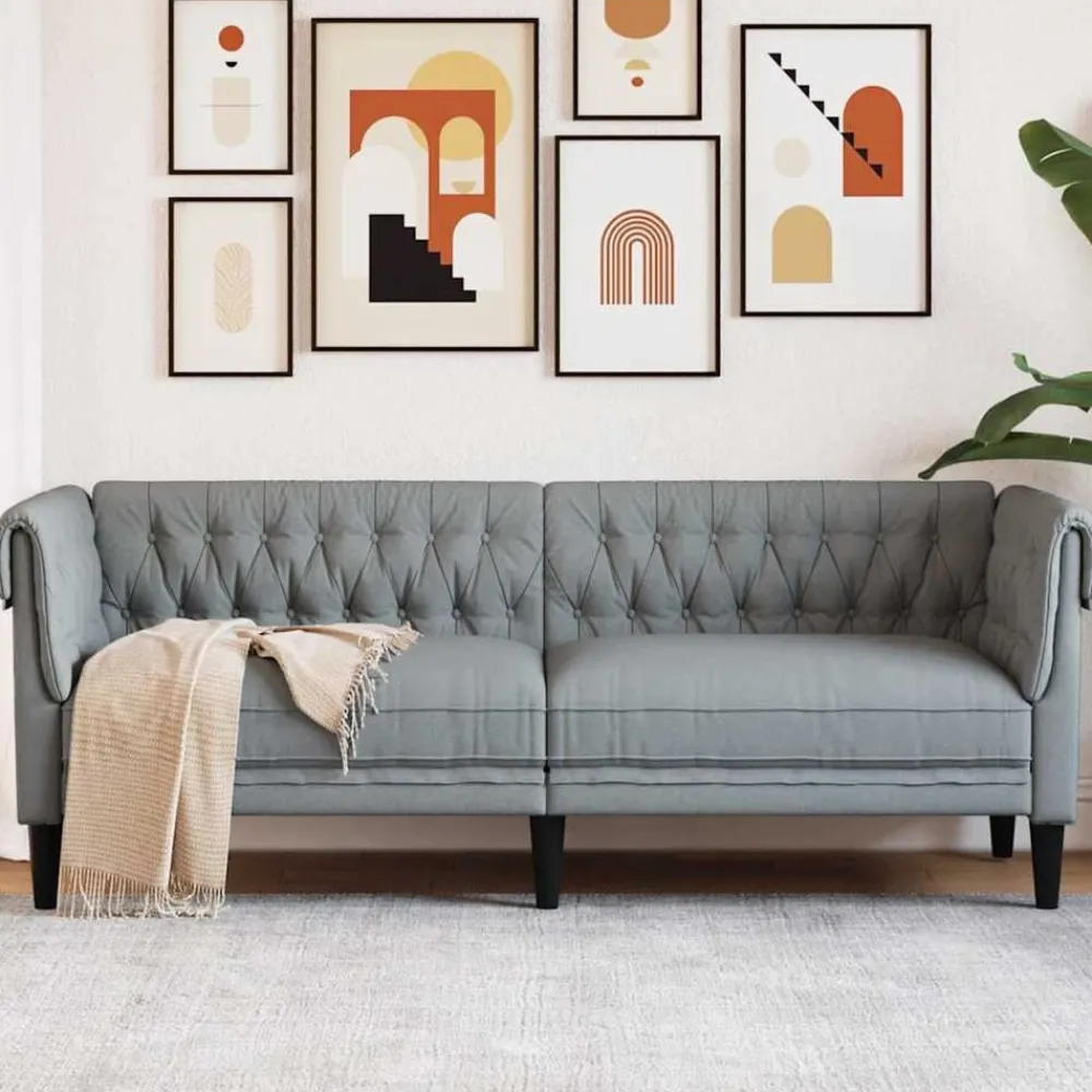vidaXL Canapé Chesterfield 3 places tissu
