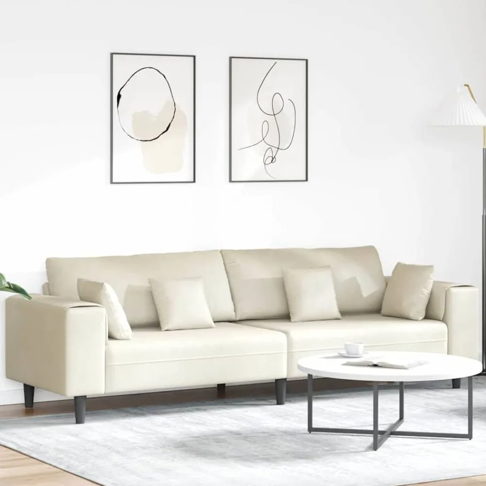 vidaXL Canapé Crème 250 x 77 x 76 cm Velours