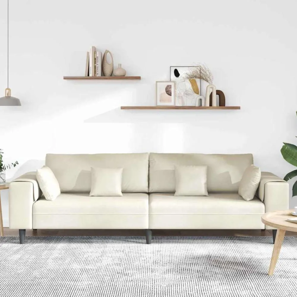 vidaXL Canapé Crème 250 x 77 x 76 cm Velours