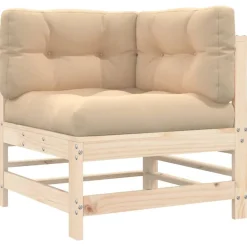 Mobilier De Jardin-vidaXL Canapé d'angle avec coussins bois de pin solide Pin naturel