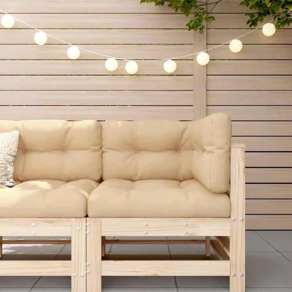 Mobilier De Jardin-vidaXL Canapé d'angle avec coussins bois de pin solide Pin naturel