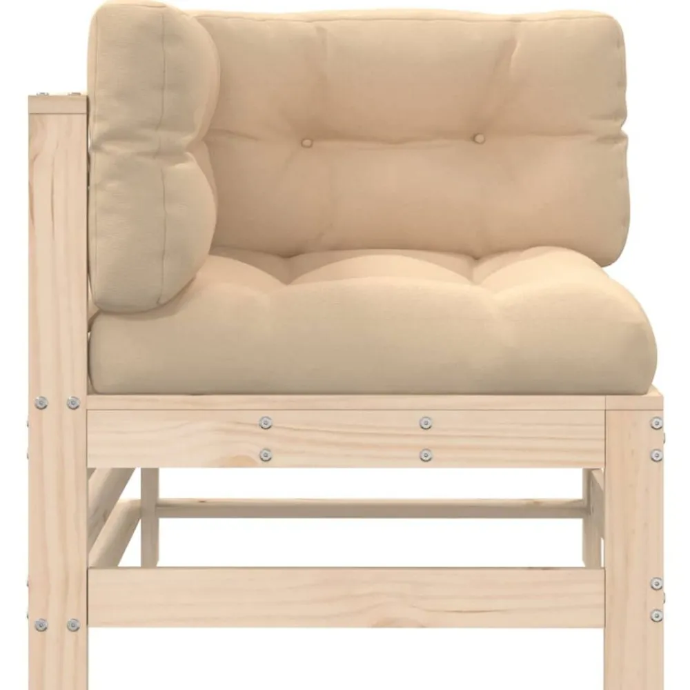 Mobilier De Jardin-vidaXL Canapé d'angle avec coussins bois de pin solide Pin naturel