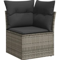 Mobilier De Jardin-vidaXL Canapé d'angle de jardin avec coussins résine tressée Gris