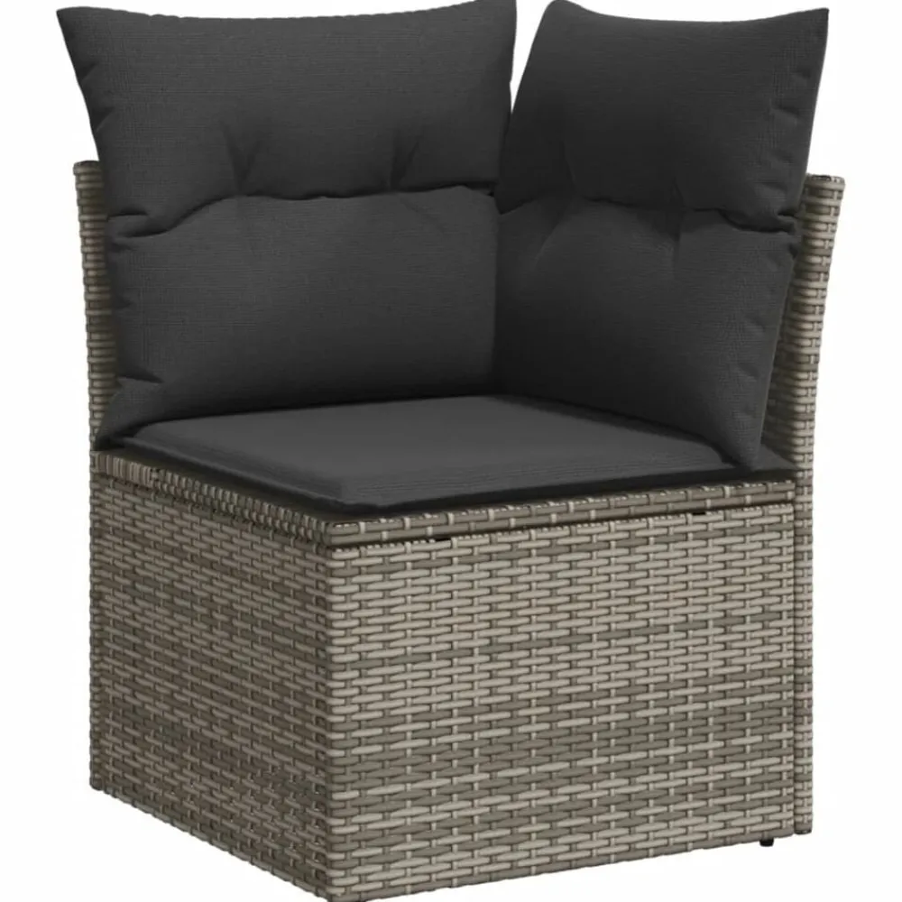 Mobilier De Jardin-vidaXL Canapé d'angle de jardin avec coussins résine tressée Gris