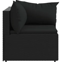 Mobilier De Jardin-vidaXL Canapé d'angle de jardin avec coussins Résine tressée Noir