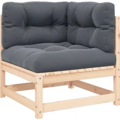 vidaXL Canapé d'angle de jardin coussins anthracite Bois de pin massif