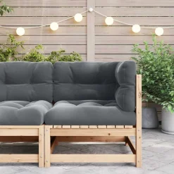 vidaXL Canapé d'angle de jardin coussins anthracite Bois de pin massif