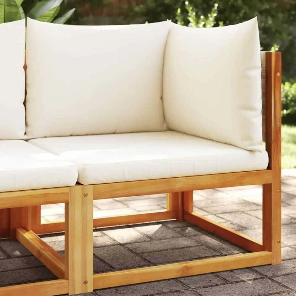 vidaXL Canapé d'angle de jardin avec coussins en bois d'acacia et rotin