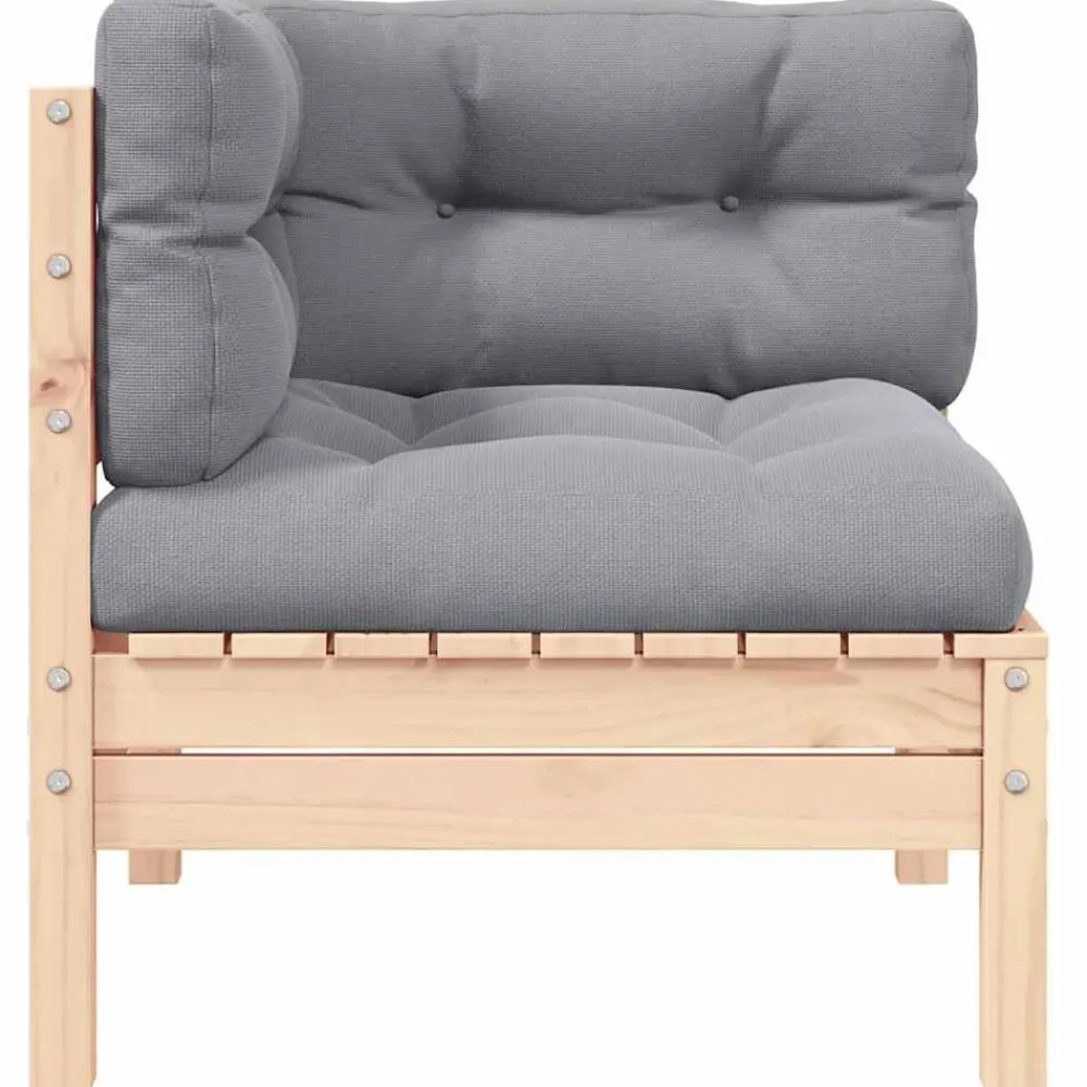 Mobilier De Jardin-vidaXL Canapé d'angle de jardin avec coussins gris Bois de pin massif Marron et gris