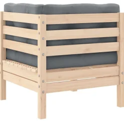 Mobilier De Jardin-vidaXL Canapé d'angle de jardin avec coussins gris Bois de pin massif Marron et gris