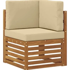 Mobilier De Jardin-vidaXL Canapé d'angle extérieur Bois d'Acacia Massif Naturel Naturel et beige