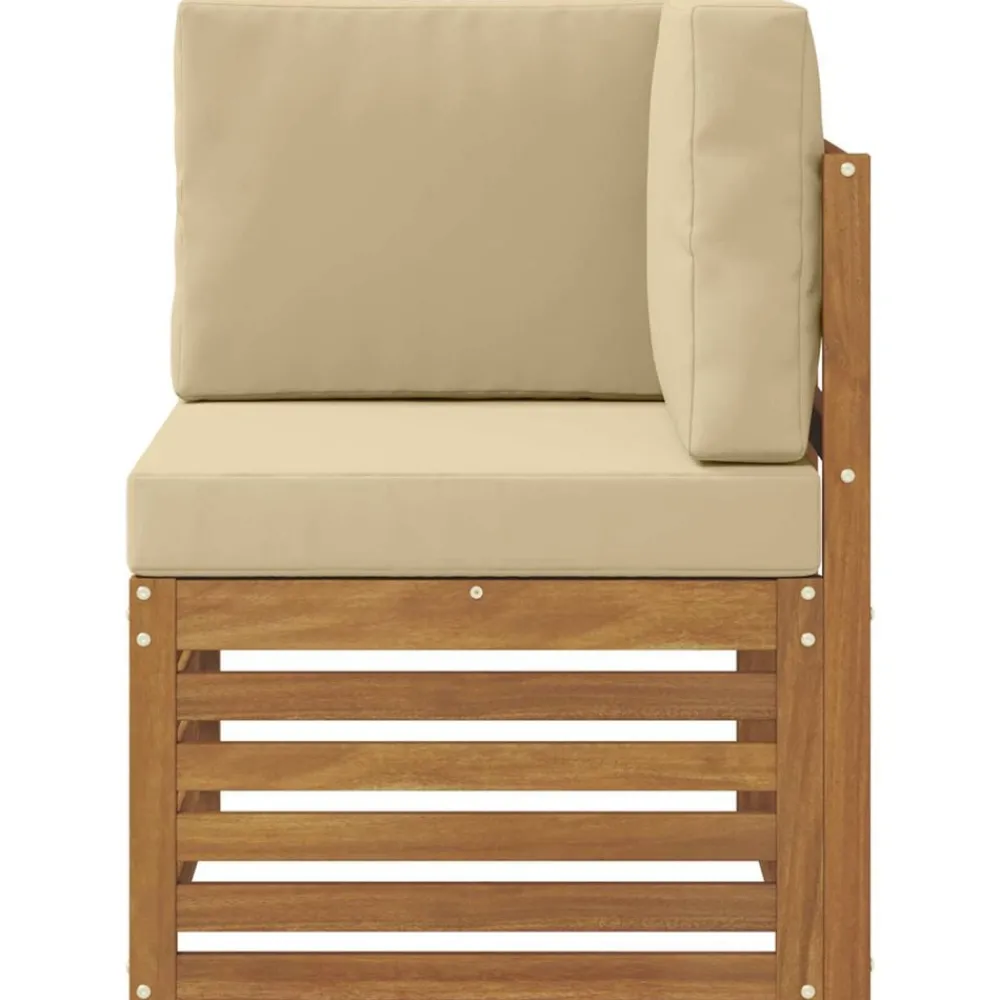 Mobilier De Jardin-vidaXL Canapé d'angle extérieur Bois d'Acacia Massif Naturel Naturel et beige