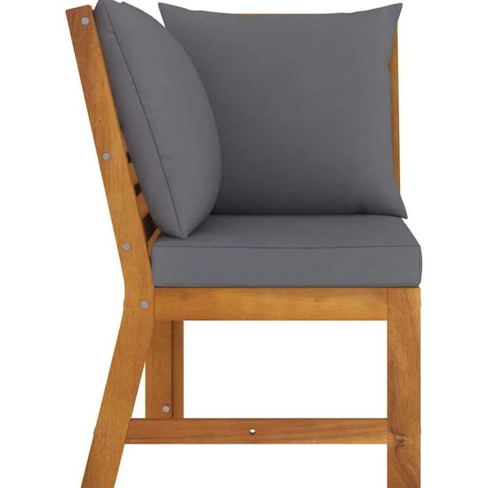 Mobilier De Jardin-vidaXL Canapé d'angle sectionnel avec coussin Acacia solide Gris foncé