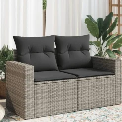 vidaXL Canapé de jardin 2 places avec coussins résine tressée